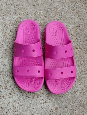 CROCS Pink Double-Strap Slide Sandals